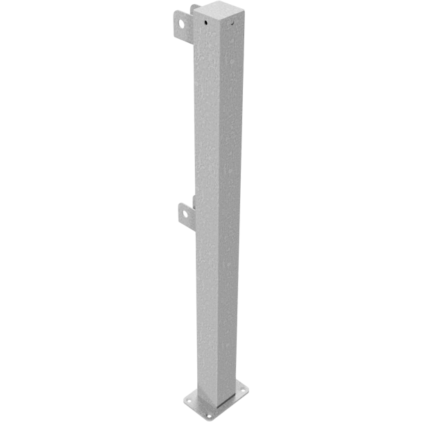 Protective railing | Steel tube 70 x 70 mm | Fixed postto be fixed by plugs | End post for top and quarter-bent bar | hot-dip galvanized